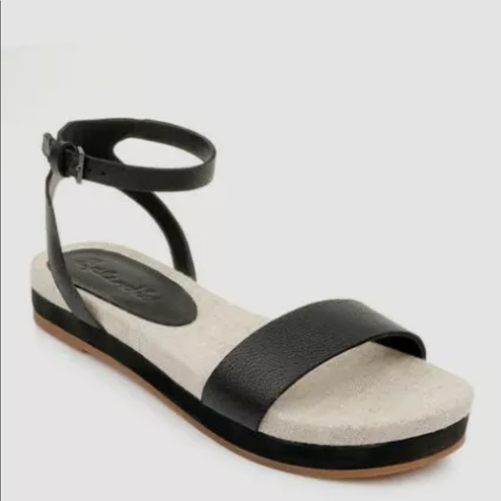 $99 Splendid Women's Black Myra Flatform Ankle Strap Sandals Shoes Size 8